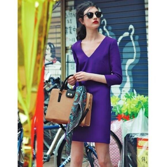 2/$30 J. Crew Pure Wool Crepe V-Neck Dress Purple Fresh Violet 97450 Size 00 - Picture 1 of 13